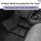 LUWU 2025 2026 B MW iX Lower Center Console Organizer for 2022-2026 iX xDrive45 xDrive60 M70 Accessories Armrest Console Storage Box Armrest Organizer Insert Tray Glove Organizer Tray TPE Material