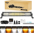 Auxbeam 22 Inch LED Light Bar, 120W 6 Modes Amber White Strobe Fog Lights, Spot Flood Combo Memory Function Offroad Driving Work Ditch Light for Truck Car ATV
