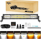 Auxbeam 22 Inch LED Light Bar, 120W 6 Modes Amber White Strobe Fog Lights, Spot Flood Combo Memory Function Offroad Driving Work Ditch Light for Truck Car ATV