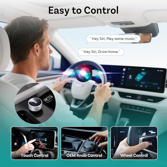 OTTOCAST Mini Tube 2026 Wireless CarPlay & Android Auto Adapter, 5GHz WiFi Auto Connect, Plug & Play for iPhone & Android, Stable Performance, Premium Aluminum Design