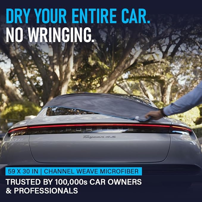 Rapid Dry Towels Original 2.0 Microfiber Car Drying Towel | 150 x 75cm | Extra Large Channel Weave Drying Cloth | Ultra Absorbent, Scratch-Free, Auto Detailing Towel for Cars SUVs Trucks & Boats