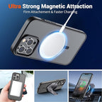 SUPFINE Magnetic for iPhone 13 Pro Case (Compatible with MagSafe) (Military Grade Drop Protection) Translucent Matte Shockproof Phone Case,Black