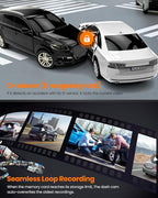 4K Dash Cam Front and Rear, Built-in WiFi GPS, 3" IPS Screen, HDR Night Vision Dash Camera for Cars, G-Sensor App Control, Emergency Lock, Accident Record, Parking Mode, Support 512GB Max