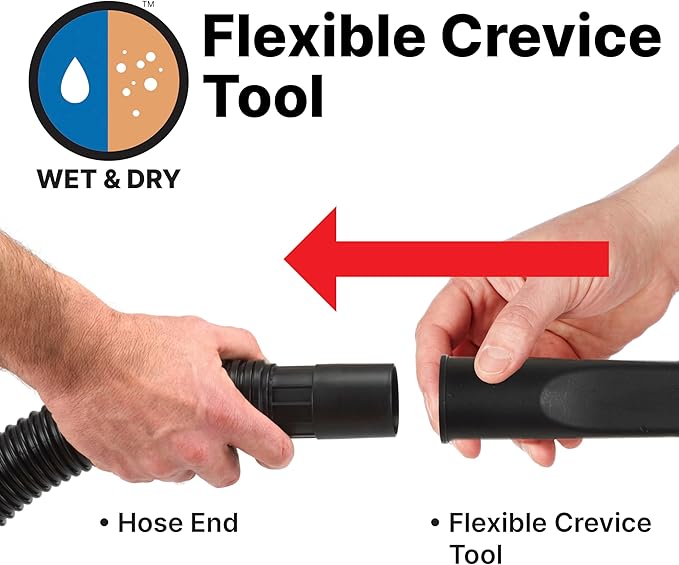 Shop-Vac 9017900 Flexible Crevice Tool, 1.25 Inch Diameter x 12 Inch Length, Accessing Tight Spaces and Corners, (5-Pack)