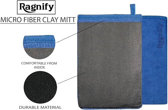 Pack of 2 Clay Mitt Auto Detailing Medium Grade Alternative Mitt for Flawless Removal of Surface Bonded Micro Contaminant (Blue)
