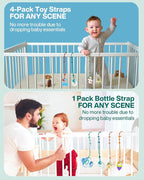 LittleHugs Toy Straps for Baby, 5pcs Adjustable Toy Holder for Stroller Accessories, Silicone Tether Pacifier Clip, No Throw Travel Essential Leash for High Chair, Car Seat (5-Pack)