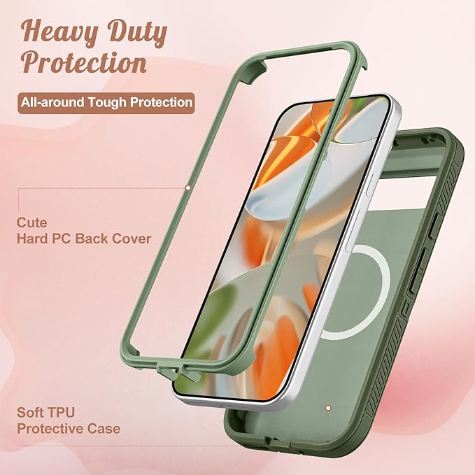 for Google Pixel 9 Pro XL Case - Compatible with MagSafe Women Cute Girls Magnetic Protective Cover Blue Flowers Floral Unique Design Heavy Duty Shockproof Phone Case for Pixel 9 Pro XL 6.8"