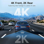 4K Dash Camera Front and Rear, HDR&WDR Night Vision, Dash cam with Built-in WiF, GPS, Car Dashcam with 3" Touch Screen, 170° Wide Angle, Loop Recording, 24H Parking Mode, Supports 512GB Max