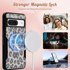 for Google Pixel 8A Case 6.1 Inch - Compatible with MagSafe Women Girls Cute Magnetic Protective Cover Cool Fun Unique Leopard Heavy Duty Shockproof Design for Google Pixel 8A Phone Cases