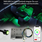VAIS Technology Interior LED Car Lights with App & CarPlay Control and RGB Color Change - Fiber Optics Based Design, 6 Light Outputs, Waterproof and 3-Year Warranty