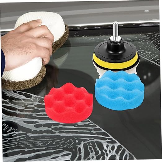 2 Sets Polishing Pads for Drill Versatile Buffing Sponge Kit for Car Waxing and Detailing Drill Attachment Wear Resistant High Efficiency Cleaning and Polishing
