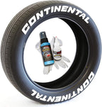 Tire Stickers Continental Tire Lettering Add-On Accessory - Easy DIY with Glue & 2oz Touch-up Cleaner / 17-18 Inch Wheels / 1.00 Inches/White / 8 Pack