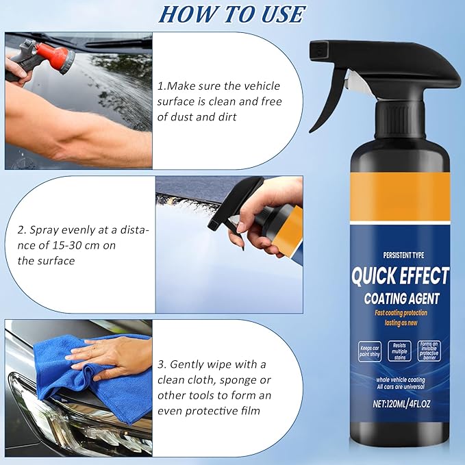 2PCS Advanced Car Quick-Acting Coating Agent Spray, Car CoatingSpray, Car Scratch Wax Polish Spray Waterless Wash, DurableCar ShineSpray, Oil Film Emulsion Glass Cleaner