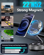 Car Phone Holder for MagSafe - Magnetic Vacuum Mount 360° Adjustable, Compatible with iPhone 17-12 Series & Android Devices, Cell Phone Holder for Your Car Dashboard Windshield with Magnetic Ring