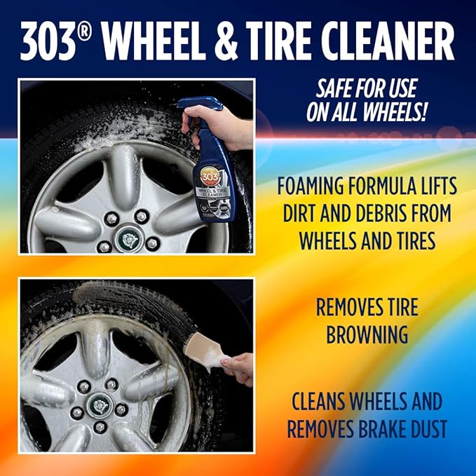 303 Products Wheel and Tire Cleaner - Cleans Both Wheels and Tires Effectively - Tough on Brake Dust - Removes Tire Browning - Foaming Formula, 15.5 fl. oz. (30596CSR) Packaging May Vary (Pack of 2)