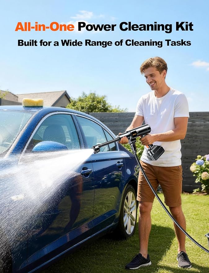 PSI 3.0 GPM Battery with Multi-Level Adjustment, 6-in-1 Nozzle & Foam Cannon, 32ft Hose for Car & Home