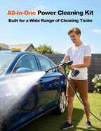 PSI 3.0 GPM Battery with Multi-Level Adjustment, 6-in-1 Nozzle & Foam Cannon, 32ft Hose for Car & Home
