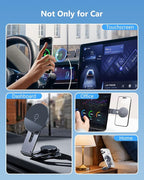 Tesla Phone Mount Charger: 15W Wireless Car Phone Holder for Tesla Model 3/Y Accessories 【 Strongest N52 Magnet + 360° Adjustable + Foldable Design】 Car Mount for Magsafe iPhone & Android