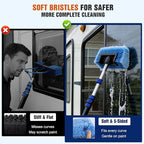 20FT Car Wash Brush with Long Handle - Car Cleaning Kit with 8 Attachments, 180° Rotating Mop, Foldable Bucket, Scratch-Free Soft & Hard Brushes for Cars, Trucks, SUV, RV, Home Windows & Siding