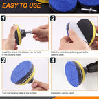 4 Sizes Microfiber Polishing Buffing Pads Kits Removing Wax with 3" 4" 5" 6" Hook and Loop Backing Pads Buffer Pads Microfiber Wax Applicator for Car Polishing Waxing and Cleaning