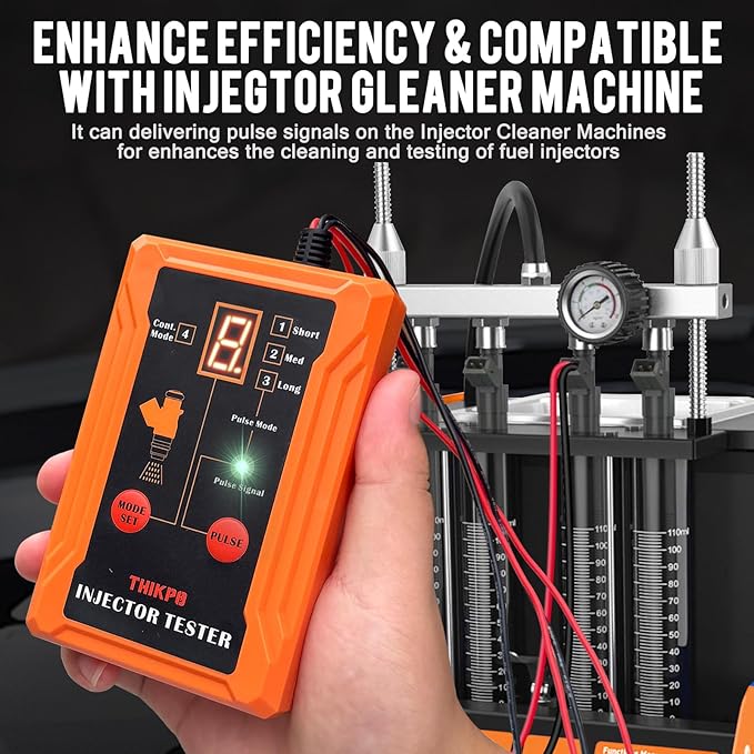 THIKPO Universal Fuel Injector Tester and Cleaner Tool Kit, DIY Cleaning Tool Kit, 8 Pulse Modes, 4 Wire Dual Channel for 2 Fuel Injectors, 8 Size Cleaning Adapters, 12V/5V Output Power