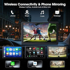 Volam 9" Wireless Carplay Screen for Car with 2.5K + 1080P Dash cam and Backup Camera Support Apple Carplay and Android Auto Car Play with Voice Assistant Bluetooth GPS Navigation AUX