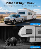 AUTO-VOX 2 Solar Wireless Backup Camera System: 7.2” 1080P HD Monitor, 3-Min Quick Installation for Wider Rear & Trailer View, IP69K Waterproof Back Up Camera for Truck, RV, Camper, Horse/Boat Trailer