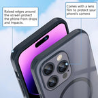 Guppy Compatible with iPhone 15 Pro Max Case Magnetic, with Full Camera Lens Protector [Compatible with MagSafe] Scratch Resistant Gradient Glass Back Cover Phone Case-Black