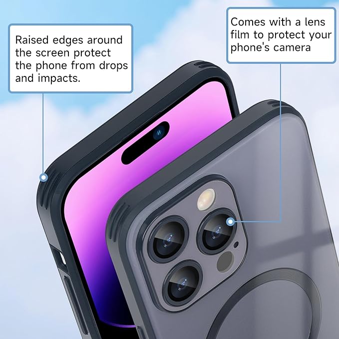 Guppy Compatible with iPhone 15 Pro Case Magnetic, with Full Camera Lens Protector [Compatible with MagSafe] Scratch Resistant Gradient Glass Back Cover Phone Case-Black