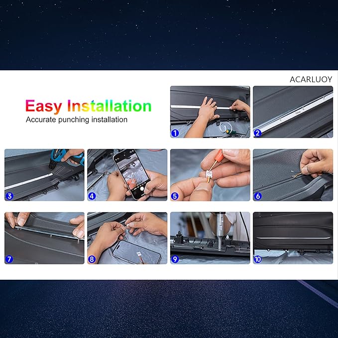 Acrylic Car LED Ambient Light, Fiber Optic Interior Light Strip, 24 Million Types, Ambient Light KKT that Swings with The Melody of Music (Dreamcolor 18 in 1)