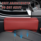 Ziciner Car Seat Gap Organizer, Premium Leather Auto Seat Storage Box, Vehicle Adjustable Front Seat Gap Filler, Car Seat Side Pocket Organizer for Phones, Glasses, Keys, Money, Cards (Red)