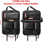 Car Backseat Organizer with Tablet Holder, 6 Storage Pockets Seat Back Protector with Foldable Tray, Kick Mats Back Seat Cover for Kids Toddlers, Travel Accessories, 1 Pc