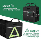 Heavy-Duty Trunk Organizer & Multi-Compartment Storage Box for SUV/Sedan/Minivan,600D Waterproof Oxford,2 Securing Hooks & Reflective Strips-Large Capacity Organiser(92L)