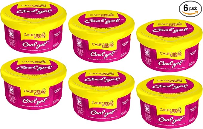 California Scents Cool Gel - The Best Car Air Freshener with Cool Gel Technology - Long-Lasting Odor Eliminator and Auto Air Freshener for Cars (Coronado Cherry, 6 Packs)