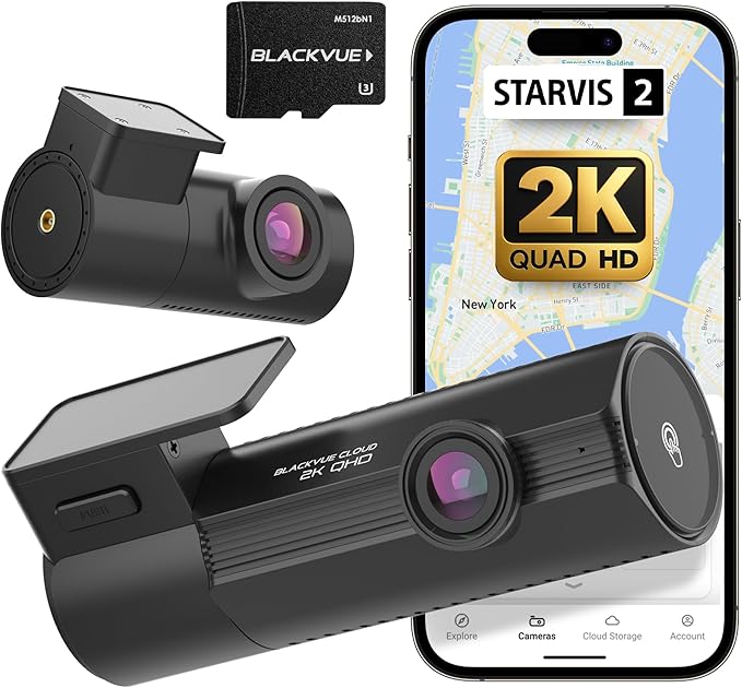 BlackVue Elite 8-2CH 64GB Dash Cam - 2K+2K Dash Cam Front and Rear, Dash Camera for Cars, Starvis 2, Dual HDR, Free SD Card, Wi-Fi, GPS, Night Vision, Smart Parking Mode, Smart Event Recording Dashcam