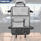 Car Backseat Organizer with Foldable Table Tray, 6 Storage Pocket Vehicle Seat Back Protector Kick Mat with Touch Screen Phone Holder, Auto Seat Organizer for Travel, Universal Fit (Grey)