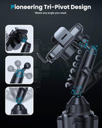 APPS2Car Dual Coil Wireless Car Charger Auto Clamping 15W Cup Holder Phone Wireless Charger Mount Fast Charge Tri-Pivots Height Adjustable Phone Holder Car Truck for iPhone 12-17, Samsung, LG, etc.