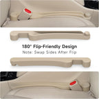 Givifive Car Seat Gap Filler Set of 2, 3IN1 Seat Side Gap Filler Plug with Storage Slot & Hook Function, Soft Foam Universal Fit Car SUV Truck Fill Gap Between Seats Console Organizer（Narrow Beige）
