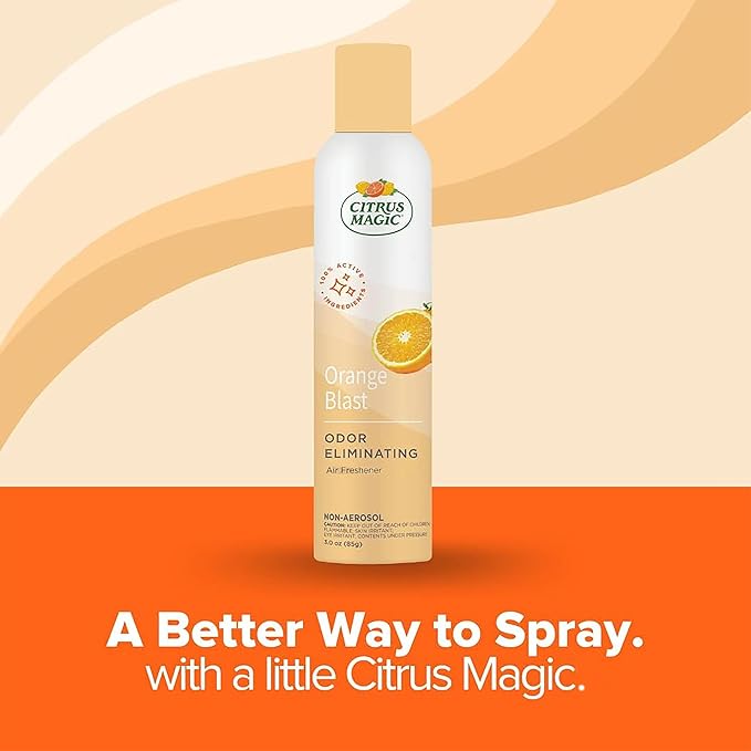 Citrus Magic Odor Eliminator Air Freshener Spray for Home, Orange Blast, 3-Ounce, Pack of 3
