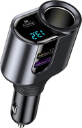 LIHAN USB C Car Charger, 12V/24V Cigarette Lighter Socket Splitter with 3 USB Ports, PD 30W Fast Charging, Compatible with iPhone, Galaxy, iPad, GPS, and More