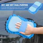 2PCS Microfiber Car Wash Sponge, Double Sided Chenille Microfiber Car Wash Mitt, Scratch Free & Lint Free, Absorbent Automotive Washing Sponges, Auto Cleaning Supplies (Light Blue)