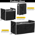 Car Trunk Organizer with Individual Cooler Bag - 2 Compartment Collapsible Car Storage for SUV (Black)