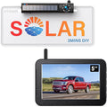 Solar Wireless Backup Camera, 1080P 5" IPS Monitor & Auto On Off Back Up Camera, 2 Mins Easy Setup Battery Powered Night Vision Waterproof, Reverse Camera for Car SUV Truck Van Trailer