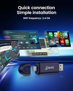 Carlinkit Mini SE Pro Wireless Adapter for OEM Wired CarPlay & OEM Wired Android Auto,Compatible with iOS 10 & Android 10 and Above, Fast Connection, No Latency - Deep Blue
