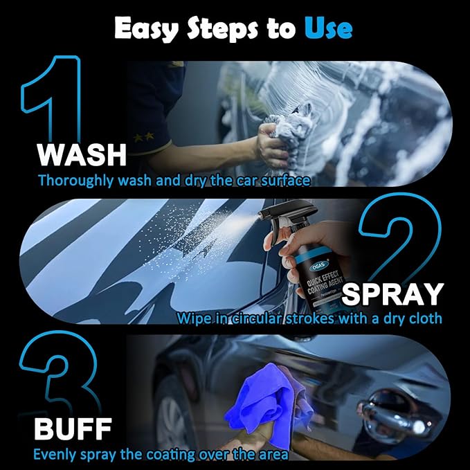 Ceramic Coating Spray for Cars, Nano Ceramic Car Wax Spray, Hydrophobic Top Coat, High Gloss Paint Protection, Water Beading Quick Detailer, Scratch & UV Protection Car Polish Spray -17 Fl.Oz