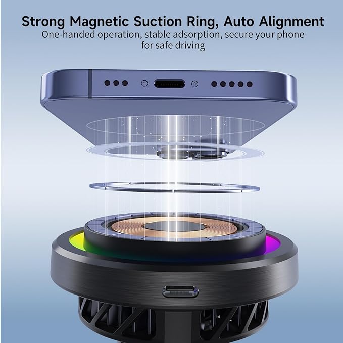 Qi2 Certified 15W Wireless Car Charger with Peltier Cooling, MagSafe Compatible Magnetic Car Mount, Strong N52 Air Vent Phone Holder for iPhone 17/16/15/14 Pro Max, Galaxy S26/S25(Black)