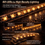 12V Marine Boat LED Light Strip Super Bright, 2 Pack 2FT IP68 Fully Waterproof RV Front Cap Lights, Golf Cart Underglow Roof Lights Strip for Truck ATV UTV SUV Car Pickup Trailer, Cuttable, Amber