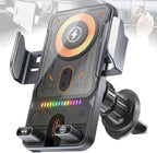 Motorized 90-Degree Rotating Wireless Car Charger Mount with Auto Clamping, 15W Fast Wireless Charging Air Vent Phone Holder for Most Smartphones (Gray)