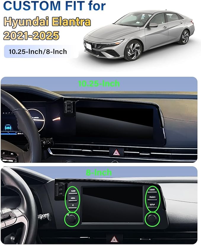 Phone Mount for Toyota Hyundai Elantra 2021-2024 2025 Accessories 10.25-Inch/8-Inch Screen Fixed Clip, Magnetic Car Phone Holder for MagSafe, Strong Magnets Fast Wireless Charger Cell Phone Base