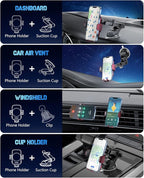 BothLin Wireless Car Charger, Fast Charging Phone Holder 3 in 1 Phone Mount Auto Clamping Car Accessories Compatible with iPhone 17 16 15 14 13 12 11 Xs XR, Samsung S23 Ultra S22 S21 S20(Deep Red)
